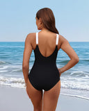 Emoswim - Women Tummy Control One Piece Swimsuit - Push Up Bathing Suit Full Coverage Slimming Swimwear