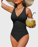 Emoswim - Women Tummy Control One Piece Swimsuit - Push Up Bathing Suit Full Coverage Slimming Swimwear