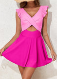 Emoswimsuit - Women's One Piece Swimsuit Ruffle Cutout Swimdress Tummy Control V Neck Wrap Swimwear
