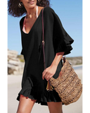 Emoswim - V Neck Solid Color Cover Up