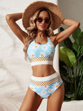 Emoswimsuit - Cyan Cut Back Crop Bikini Set