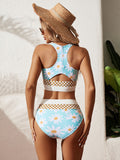 Emoswimsuit - Cyan Cut Back Crop Bikini Set