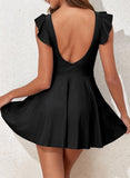 Emoswim - Women's One Piece Swimsuit Ruffle Cutout Swimdress Tummy Control V Neck Wrap Swimwear