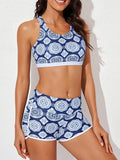 Emoswim - Womens Athletic 3 Piece Tankini Swimsuits with Shorts Swim Tank Tops