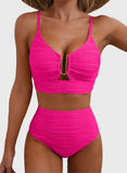 Emoswim - 2026 Summer Two Piece Bikini Set U-Wire Cutout High Waisted Swimsuit