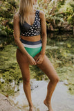 Emoswim - Black And Green Rocky Point V-Neck Bikini Set