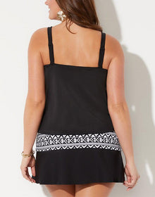 Emoswimsuit - Peplum Tankini Swim In Mustard Daisy