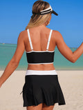 Emoswim - Women's High Waisted Bikini Sets Tummy Control Swim Skirt Two Piece Swim Suit