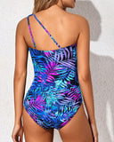 Emoswim - One Shoulder One Piece Swimsuit for Women Tummy Control Bathing Suits