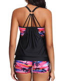 Emoswim - Tankini Swimsuits for Women Two Piece Tummy Control Bathing Suit with Shorts
