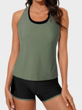Emoswim - Womens Athletic 3 Piece Tankini Swimsuits with Shorts Swim Tank Tops