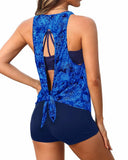 Emoswim - Women's 3 Piece Scoop Neck Criss Cross Tankini Swimsuits