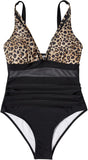 Emoswimsuit - Women Sexy Mesh Tummy Control Swimsuit Push Up High Waisted Bathing Suit