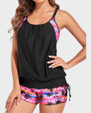 Emoswim - Tankini Swimsuits for Women Two Piece Tummy Control Bathing Suit with Shorts