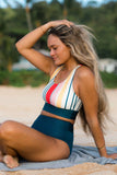 Emoswim - Striped Scoop Neck Sporty Bikini Set