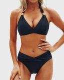Emoswim - Women Two Piece Bathing Suits Push Up Bikini Set Halter Swimsuit Vintage Swimwear