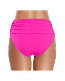 Emoswim - Tummy Control High Waisted Ruched Swim Shorts Bikini Bottom