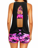 Emoswim - Women's 3 Piece Scoop Neck Criss Cross Tankini Swimsuits
