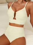 Emoswim - 2026 Summer Two Piece Bikini Set U-Wire Cutout High Waisted Swimsuit