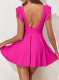 Emoswim - Women's One Piece Swimsuit Ruffle Cutout Swimdress Tummy Control V Neck Wrap Swimwear