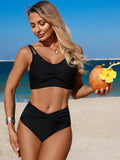 Emoswim - Women’s High Waisted Tummy Control Bikini Sets Full Coverage Bathing Suit