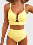 Emoswim - 2026 Summer Two Piece Bikini Set U-Wire Cutout High Waisted Swimsuit