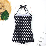 Emoswim - Halter Top Push Up Swimsuits Shorts Retro One Piece Bathing Suit