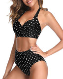 Emoswim - Adjustable Self-Tie Halter Neck Vintage High Waisted Bikini