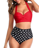 Emoswim - Adjustable Self-Tie Halter Neck Vintage High Waisted Bikini