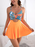 Emoswim - Women Cutout One Piece Skirt Swimsuit V Neck Wrap Tie Back Swimdress Tummy Control Bathing Suits