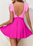 Emoswim - Women's One Piece Swimsuit Ruffle Cutout Swimdress Tummy Control V Neck Wrap Swimwear