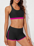 Emoswim - Womens Athletic 3 Piece Tankini Swimsuits with Shorts Swim Tank Tops