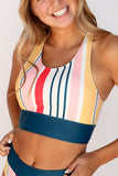Emoswim - Striped Scoop Neck Sporty Bikini Set
