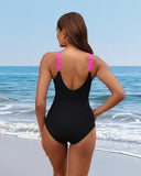 Emoswim - Women Tummy Control One Piece Swimsuit - Push Up Bathing Suit Full Coverage Slimming Swimwear