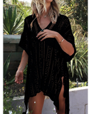 Emoswim - See-Through Crochet Hollow Irregular Cover Up