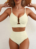 EMOSWIM High-Waisted Tummy Control Bikini Set Textured U-Wire Cutout Swimwear