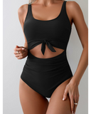 Emoswim - Women's One Piece Swimsuit Tummy Control Slimming Bathing Suit Cutout Tie Knot Swimwear