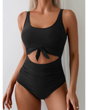 Emoswim - Women's One Piece Swimsuit Tummy Control Slimming Bathing Suit Cutout Tie Knot Swimwear