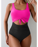 Emoswim - Women's One Piece Swimsuit Tummy Control Slimming Bathing Suit Cutout Tie Knot Swimwear