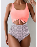 Emoswim - Women's One Piece Swimsuit Tummy Control Slimming Bathing Suit Cutout Tie Knot Swimwear
