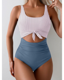 Emoswim - Women's One Piece Swimsuit Tummy Control Slimming Bathing Suit Cutout Tie Knot Swimwear