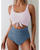 Emoswim - Women's One Piece Swimsuit Tummy Control Slimming Bathing Suit Cutout Tie Knot Swimwear