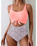 Emoswim - Women's One Piece Swimsuit Tummy Control Slimming Bathing Suit Cutout Tie Knot Swimwear