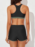 Emoswim - Womens Athletic 3 Piece Tankini Swimsuits with Shorts Swim Tank Tops