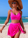 Emoswim - Women's High Waisted Bikini Set Gold Metal Two Piece Swimsuits Tummy Control Tie Knot 2026 Bathing Suits