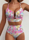 Emoswim - 2026 Summer Two Piece Bikini Set U-Wire Cutout High Waisted Swimsuit