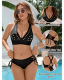 Emoswim - Women's Bikini Set Petal Hollow V Neck Two Piece Swimsuit