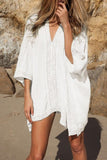 Emoswim - White V-Neck Loose Cover Up
