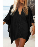 Emoswim - White V-Neck Loose Cover Up