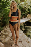 Emoswim - Black Colorblock Cut Back Bikini Set
